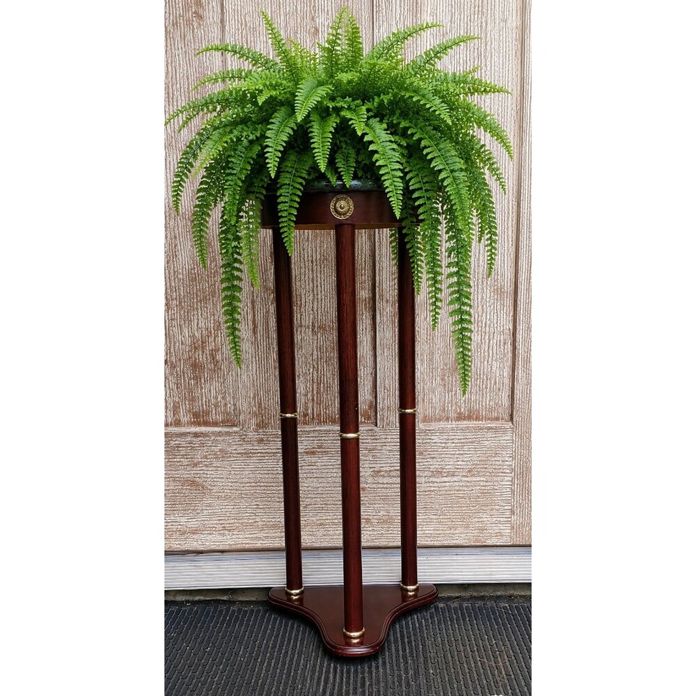 Vtg Mahogany Finish Green Marble Traditional Side Table Plant Display Pedestal